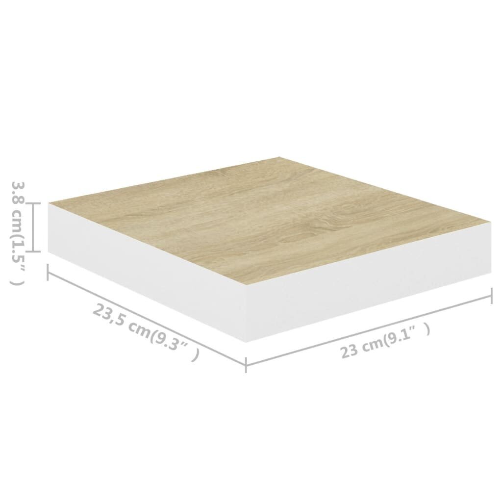 Kelluvat seinähyllyt 4 kpl tammi ja valkoinen 23x23,5x3,8cm MDF hinta ja tiedot | Hyllyt | hobbyhall.fi