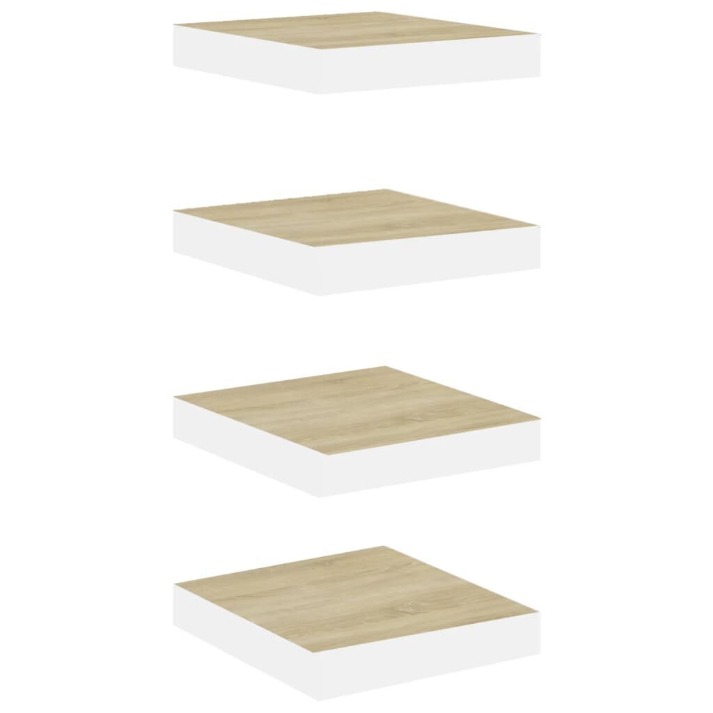 Kelluvat seinähyllyt 4 kpl tammi ja valkoinen 23x23,5x3,8cm MDF hinta ja tiedot | Hyllyt | hobbyhall.fi