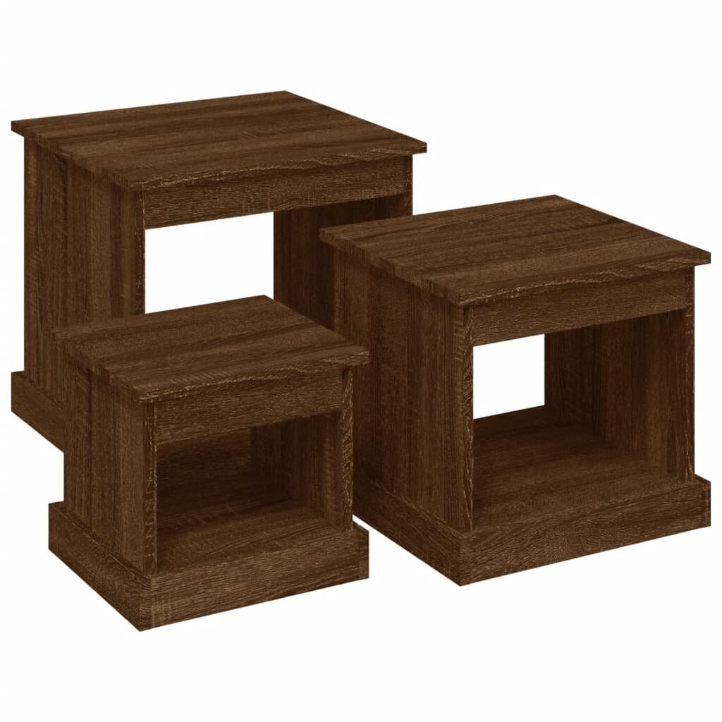 Sohvapöydät 3 kpl ruskea tammi tekninen puu hinta ja tiedot | Sohvapöydät | hobbyhall.fi