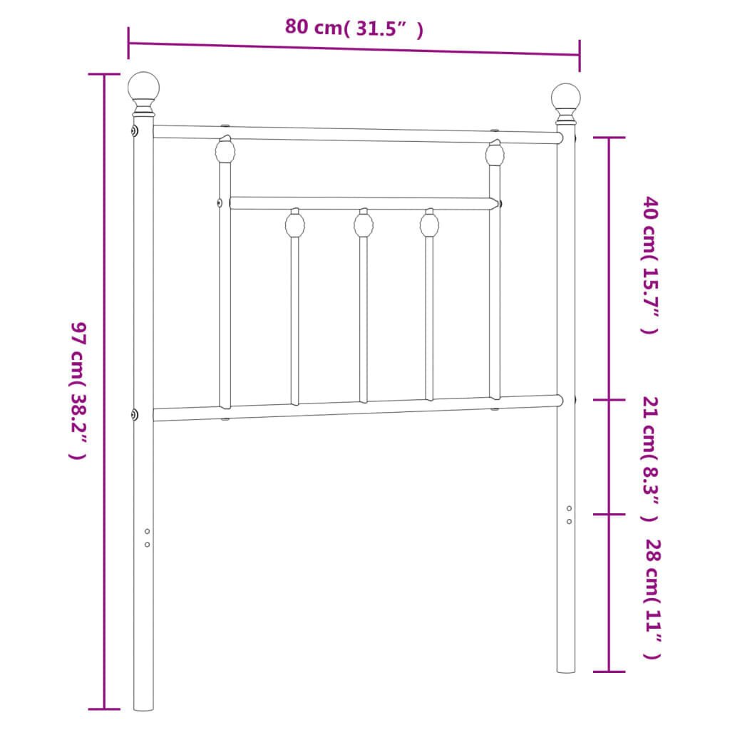 Metallinen sängynpääty musta 75 cm hinta ja tiedot | Sängyt | hobbyhall.fi