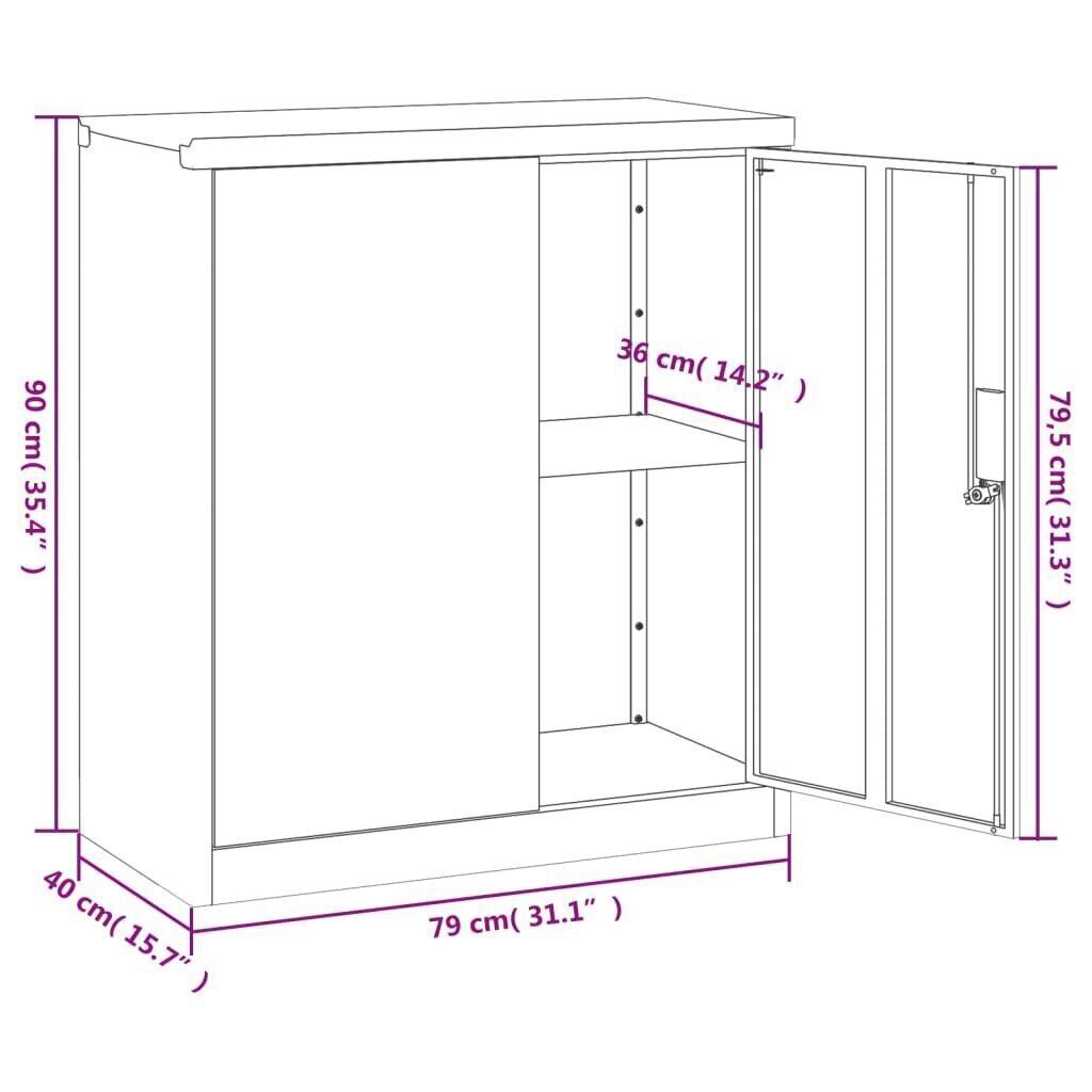 Arkistokaappi musta 79x40x90 cm teräs hinta ja tiedot | Olohuoneen kaapit ja lipastot | hobbyhall.fi