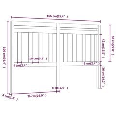 Sängynpääty musta 166x4x100 cm täysi mänty hinta ja tiedot | Sängyt | hobbyhall.fi