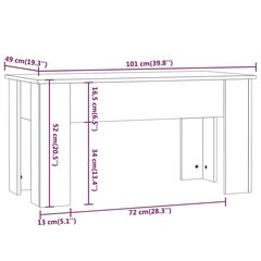 Sohvapöytä valkoinen 101x49x52 cm tekninen puu hinta ja tiedot | Sohvapöydät | hobbyhall.fi