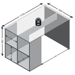 FMD Pöytä sivuhyllyillä 117x72,9x73,5 cm valkoinen hinta ja tiedot | Tietokonepöydät ja työpöydät | hobbyhall.fi