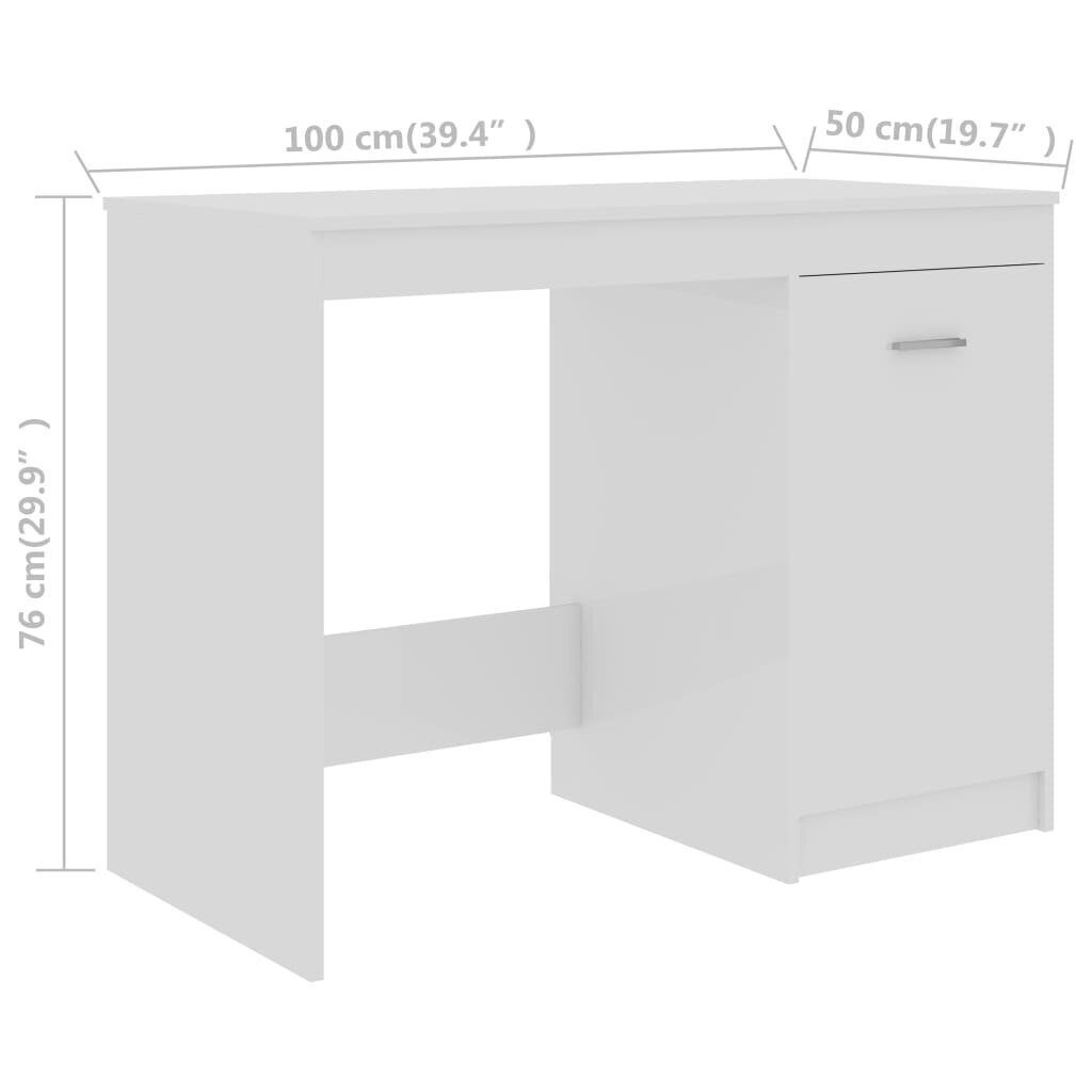 Työpöytä korkeakiilto valkoinen 100x50x76 cm lastulevy hinta ja tiedot | Tietokonepöydät ja työpöydät | hobbyhall.fi