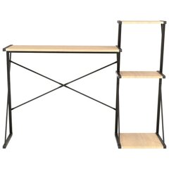 Työpöytä hyllyllä musta ja tammi 116x50x93 cm hinta ja tiedot | Tietokonepöydät ja työpöydät | hobbyhall.fi