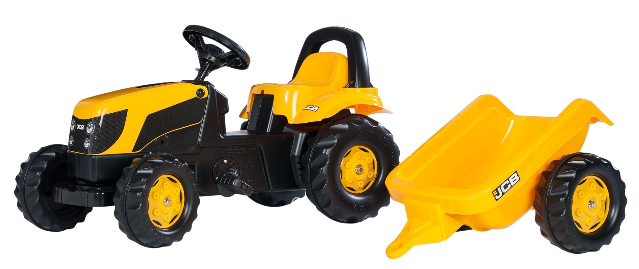 Rolly Toys RollyKid JCB -pedaalitraktori keltaisella perävaunulla hinta ja tiedot | Poikien lelut | hobbyhall.fi