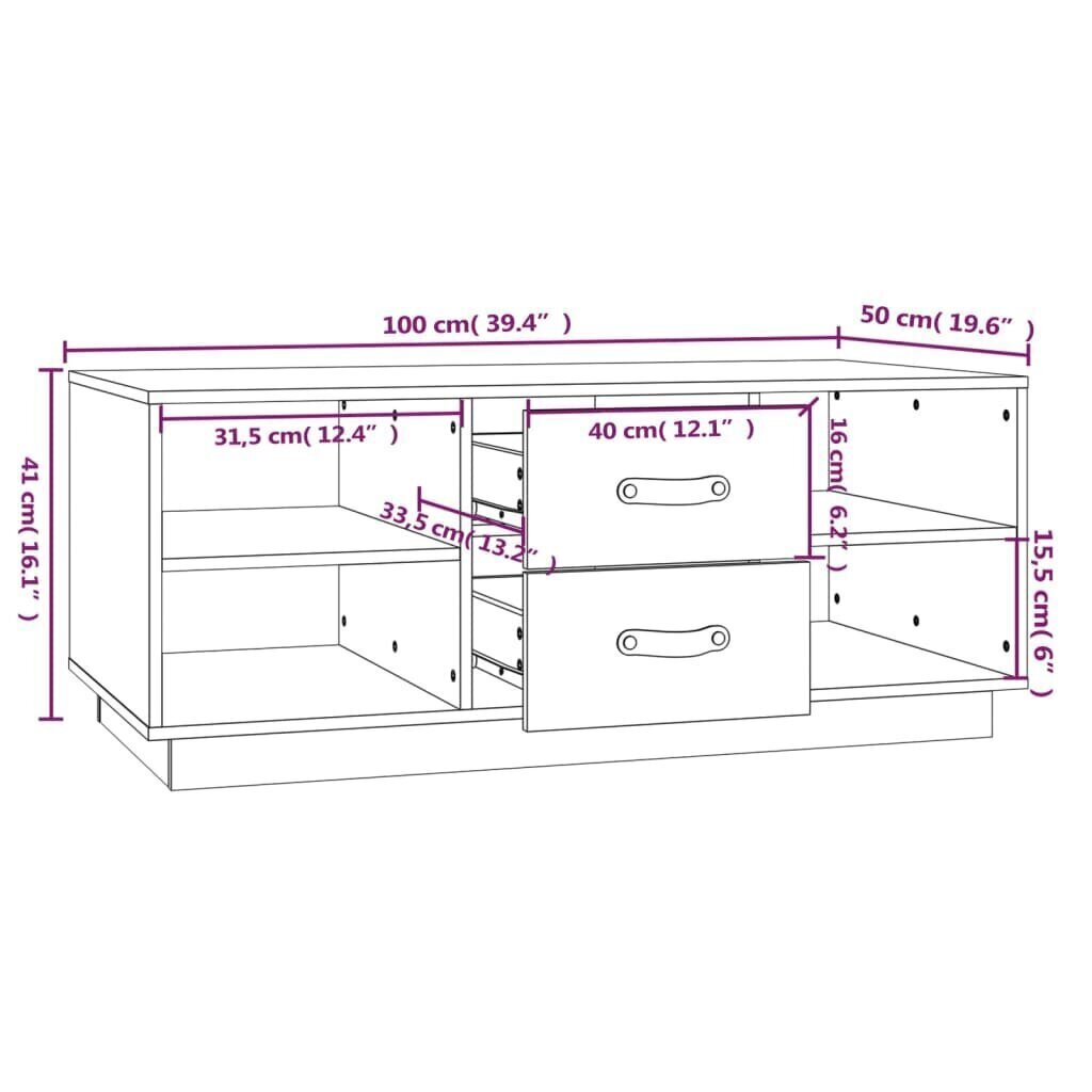 Sohvapöytä harmaa 100x50x41 cm täysi mänty hinta ja tiedot | Sohvapöydät | hobbyhall.fi