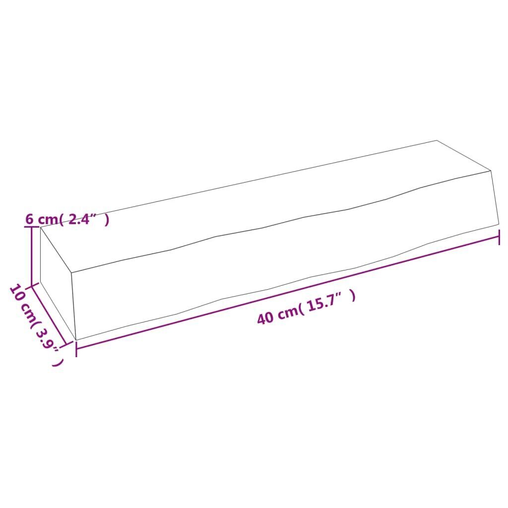 Seinähylly 40x10x6 cm käsittelemätön täysi tammi hinta ja tiedot | Hyllyt | hobbyhall.fi