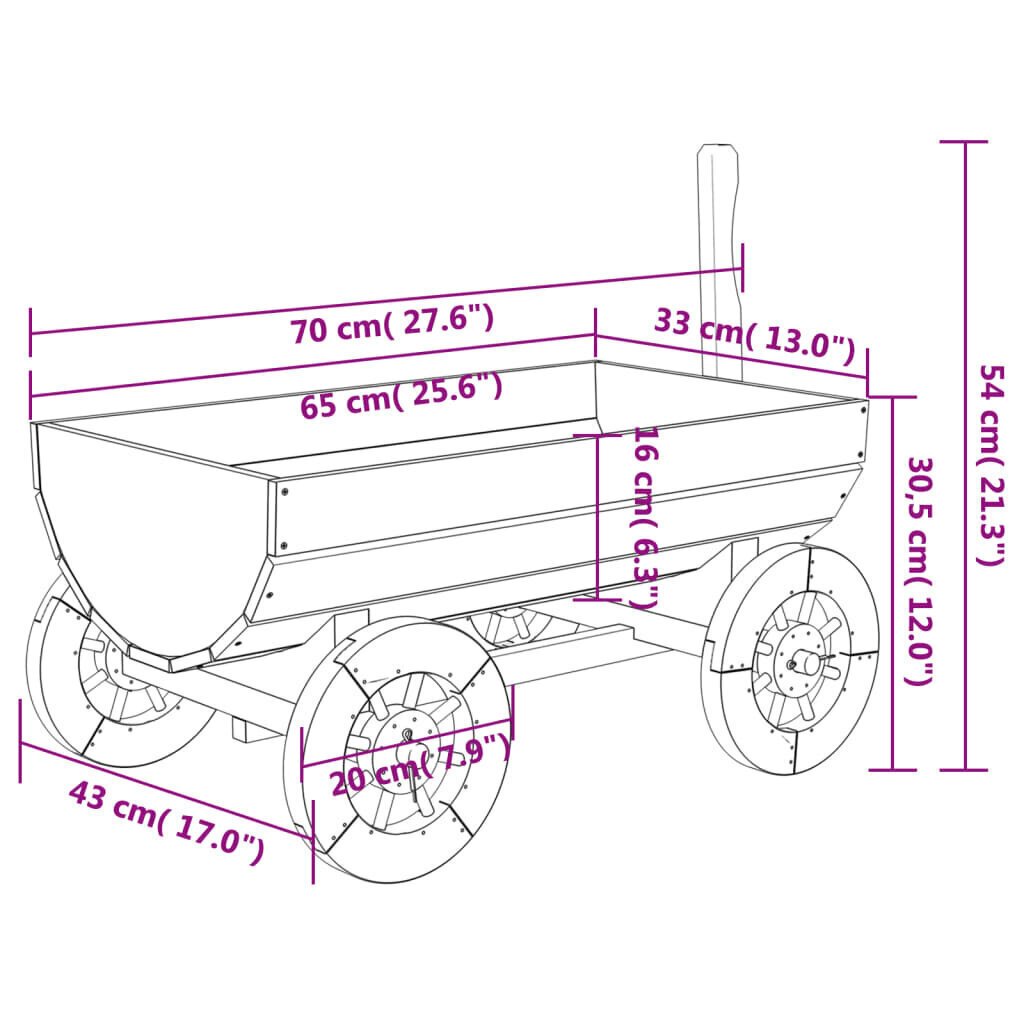 Koristevaunu 70x43x54 cm täysi kuusi hinta ja tiedot | Kukkatelineet ja kukkapöydät | hobbyhall.fi