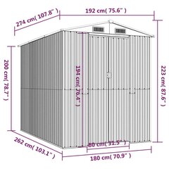 Puutarhavaja antrasiitti 192x274x223 cm galvanoitu teräs hinta ja tiedot | Piharakennukset | hobbyhall.fi