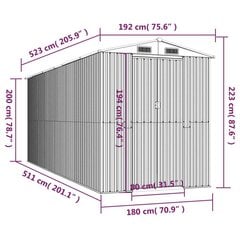 Puutarhavaja vaaleanruskea 192x523x223 cm galvanoitu teräs hinta ja tiedot | Piharakennukset | hobbyhall.fi