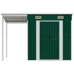 Puutarhavaja lisäkatolla vihreä 277x110,5x181 cm teräs hinta ja tiedot | Piharakennukset | hobbyhall.fi