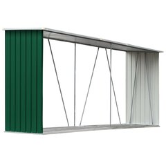 Puuvaja galvanoitu teräs 330x84x152 cm vihreä hinta ja tiedot | Piharakennukset | hobbyhall.fi