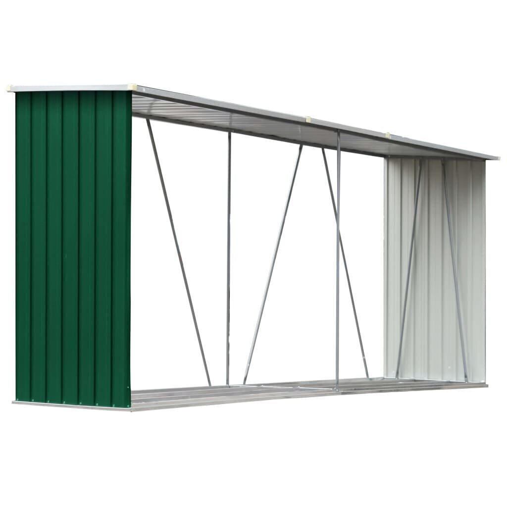 Puuvaja galvanoitu teräs 330x84x152 cm vihreä hinta ja tiedot | Piharakennukset | hobbyhall.fi