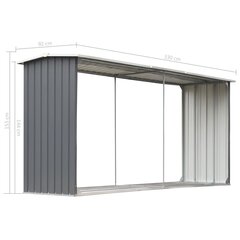 Puuvaja galvanoitu teräs 330x92x153 cm harmaa hinta ja tiedot | Piharakennukset | hobbyhall.fi