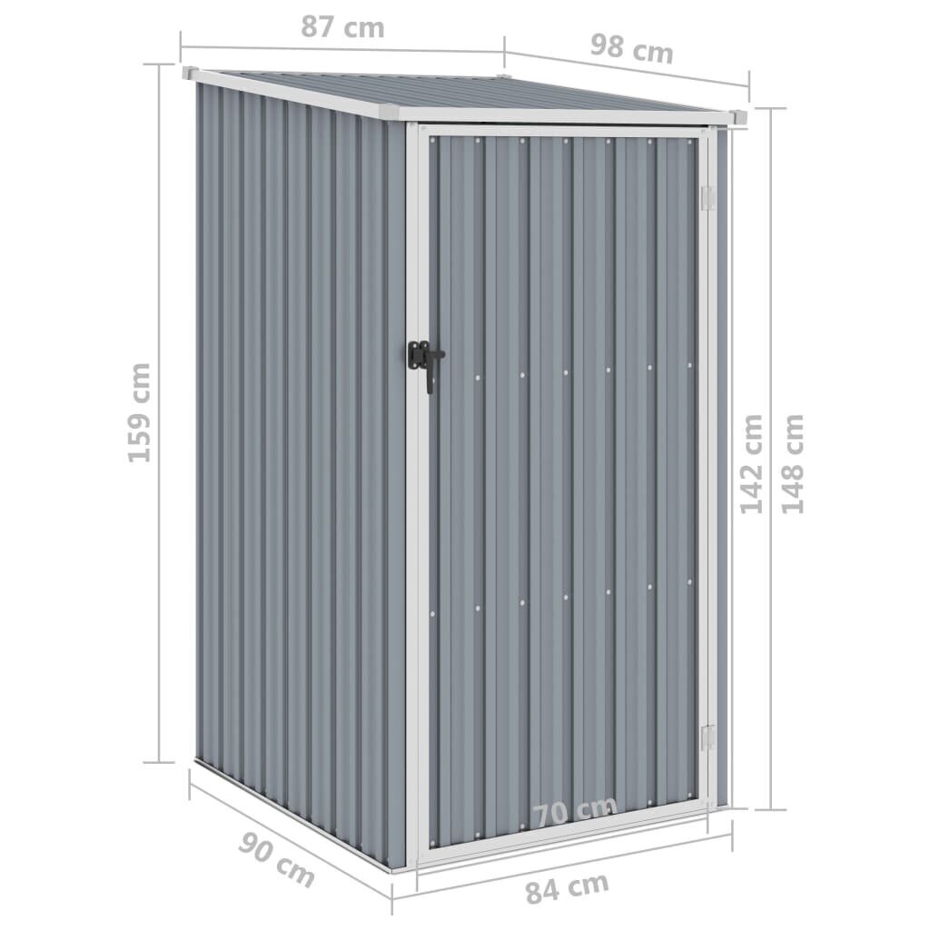 Puutarhavaja harmaa 87x98x159 cm galvanoitu teräs hinta ja tiedot | Piharakennukset | hobbyhall.fi