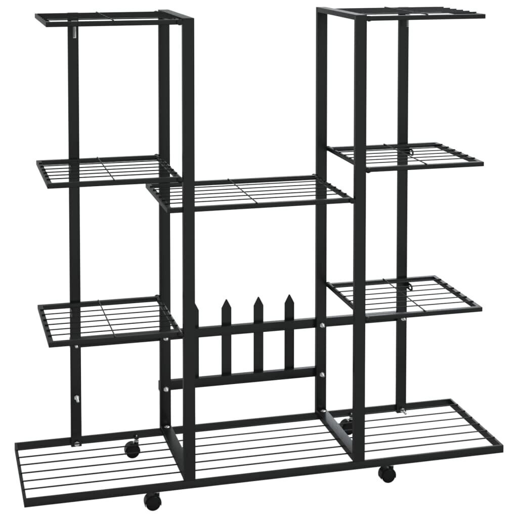 Kukkateline pyörillä 94,5x24,5x91,5 cm musta rauta hinta ja tiedot | Kukkatelineet ja kukkapöydät | hobbyhall.fi