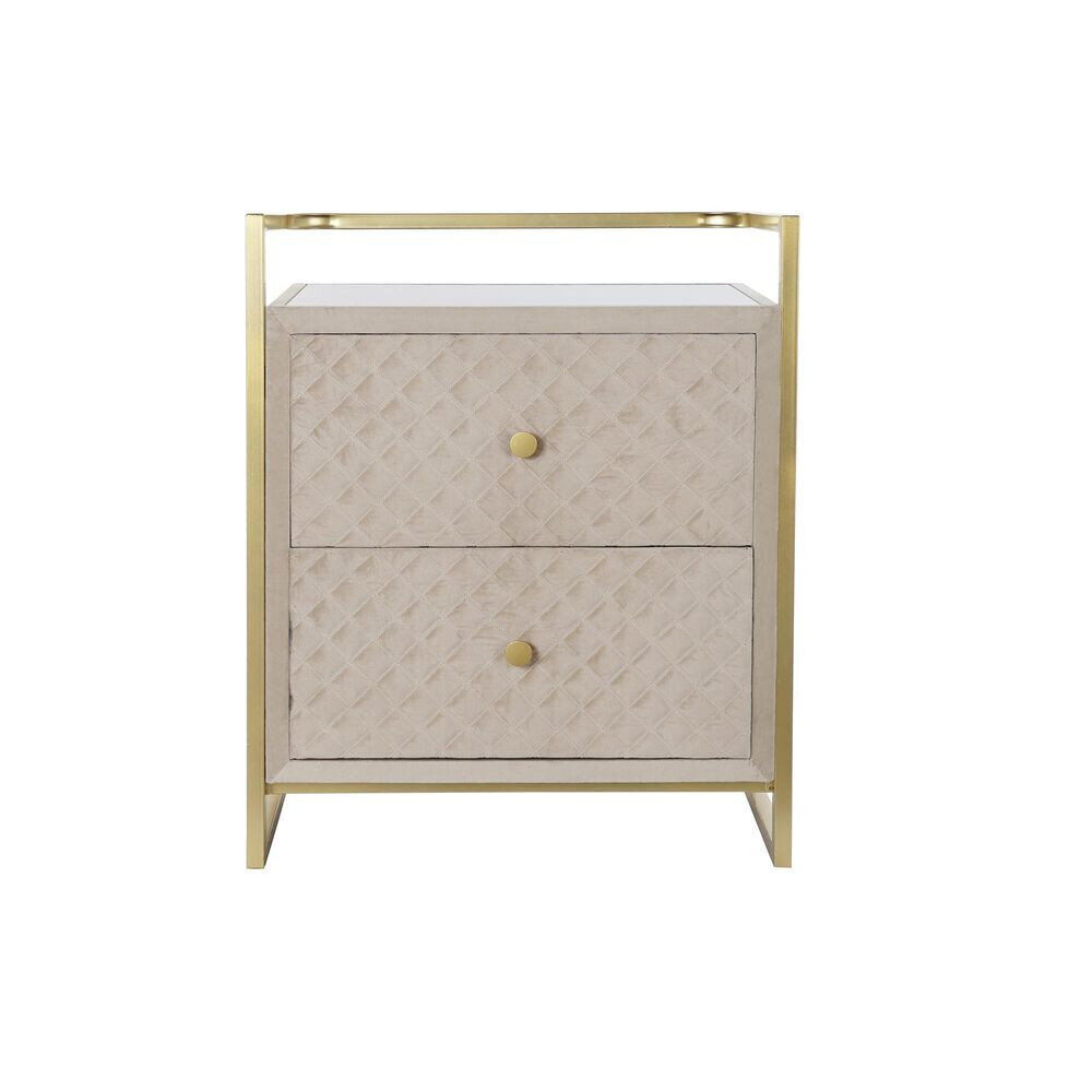 Sivupöytä DKD Home Decor Kristalli Beige Kullattu Metalli Sametti (60 x 35 x 75 cm) hinta ja tiedot | Sohvapöydät | hobbyhall.fi