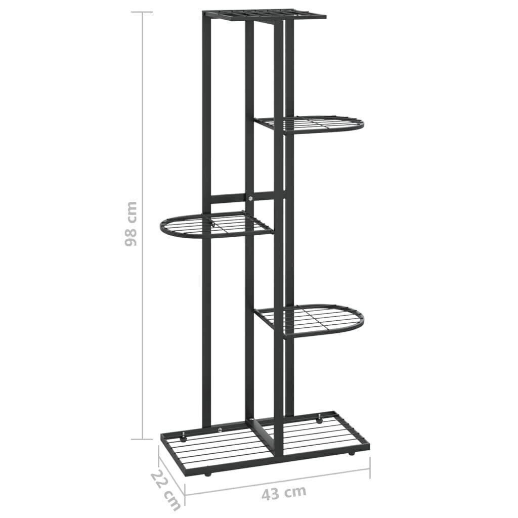 5-kerroksinen kukkateline 43x22x98 cm musta metalli hinta ja tiedot | Kukkatelineet ja kukkapöydät | hobbyhall.fi