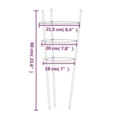 kasvituet 3 renkaalla 60 cm hinta ja tiedot | Kukkatelineet ja kukkapöydät | hobbyhall.fi