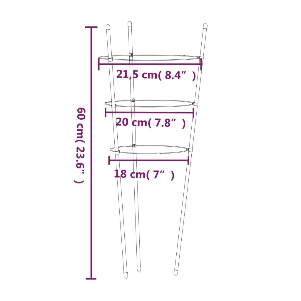 kasvituet 3 renkaalla 60 cm hinta ja tiedot | Kukkatelineet ja kukkapöydät | hobbyhall.fi