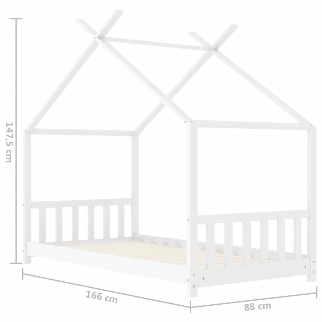 Lasten sängynrunko valkoinen täysi mänty 80x160 cm hinta ja tiedot | Lastensängyt | hobbyhall.fi