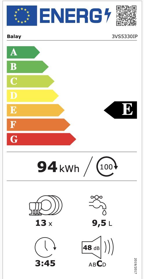 Balay 3VS5330IP hinta ja tiedot | Astianpesukoneet | hobbyhall.fi