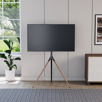 Alterzone Trio Lite TV-lattiajalusta 45"-65" TV:lle, musta & pähkinä hinta ja tiedot | TV-seinätelineet | hobbyhall.fi