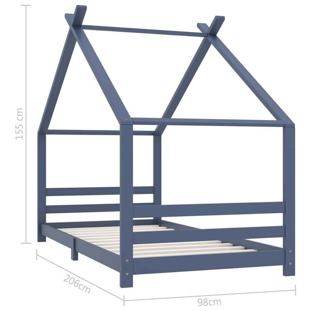 Lasten sängynrunko harmaa täysi mänty 90x200 cm hinta ja tiedot | Lastensängyt | hobbyhall.fi