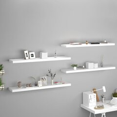 Kelluvat seinähyllyt 4 kpl valkoinen 120x23,5x3,8 cm MDF hinta ja tiedot | Hyllyt | hobbyhall.fi