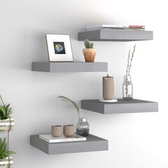 Kelluvat seinähyllyt 4 kpl harmaa 23x23,5x3,8cm MDF hinta ja tiedot | Hyllyt | hobbyhall.fi