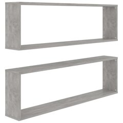 Kuutioseinähyllyt 2 kpl betoninharmaa 100x15x30 cm lastulevy hinta ja tiedot | Hyllyt | hobbyhall.fi