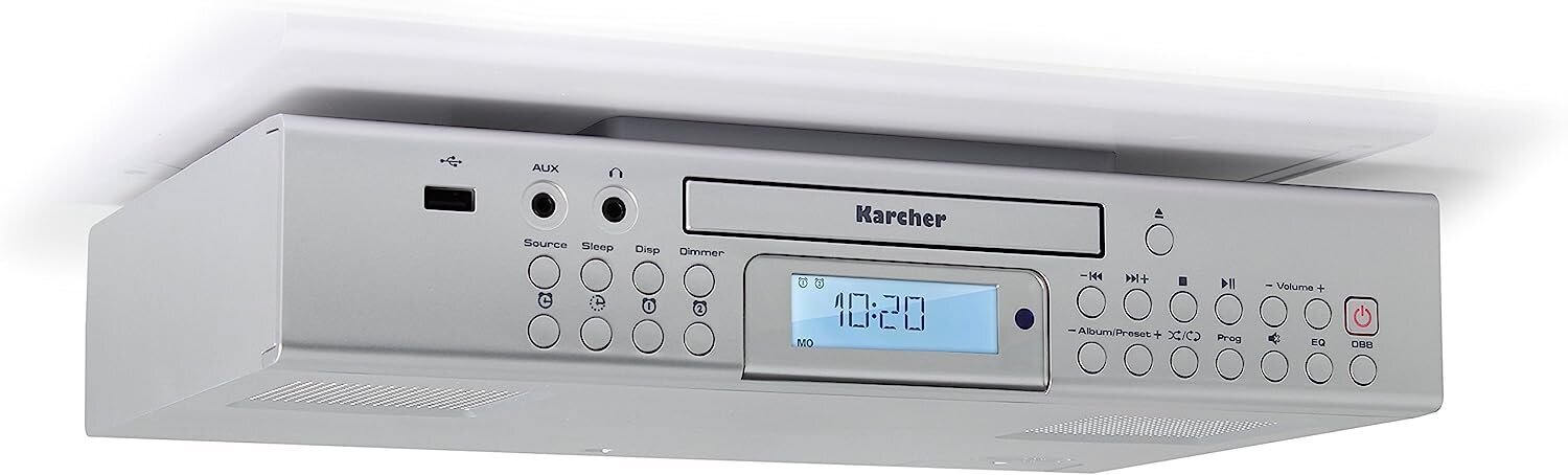 Karcher RA 2050 Unterbauradio (FM -radio, CD -soitin, USB, USB -laturi, lähtölaskenta -ajastin, kaukosäädin) hopea hinta ja tiedot | Kelloradiot ja herätyskellot | hobbyhall.fi