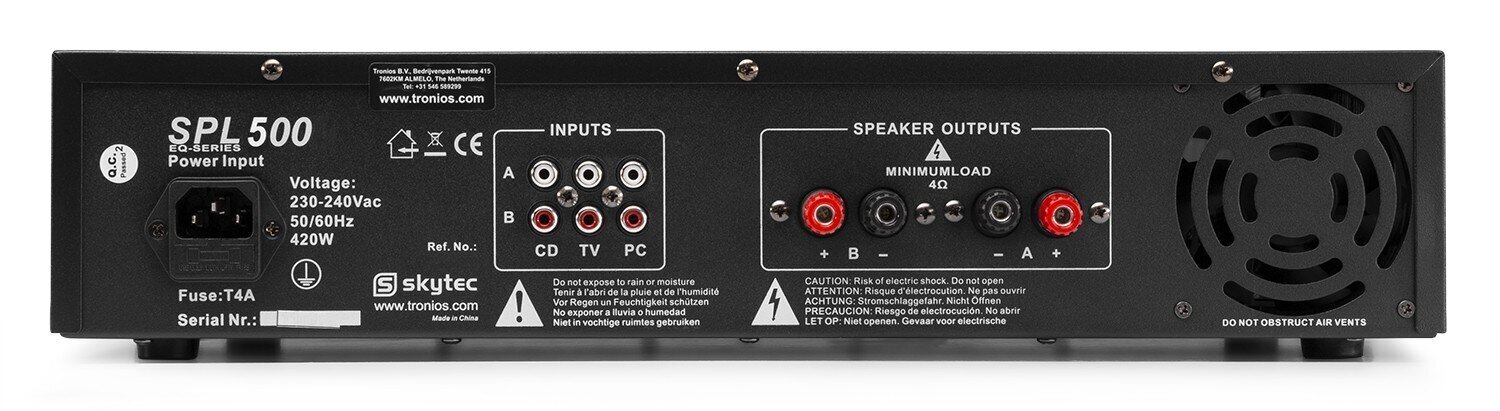 Skytec SPL 500 vahvistin 2x 250W EQ hinta ja tiedot | Kaiuttimet ja soundbarit | hobbyhall.fi