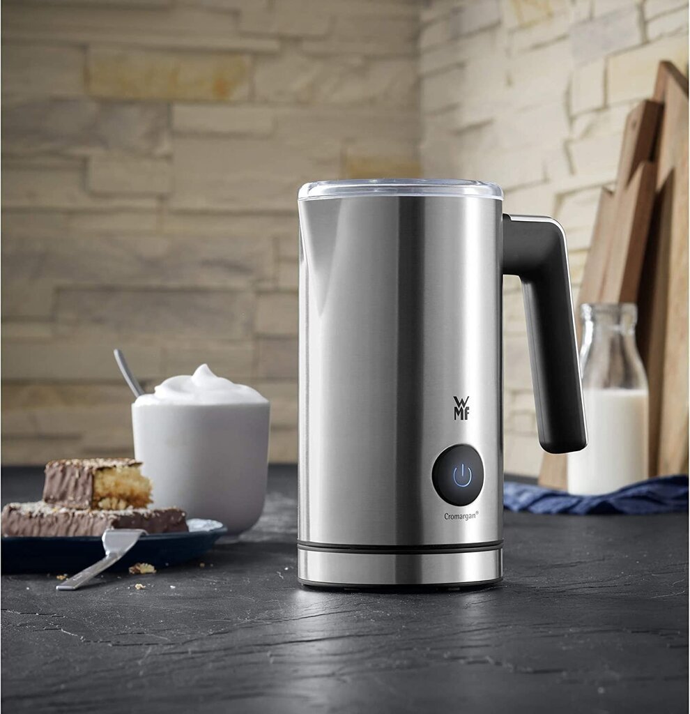 WMF Stelio Electric Milk Frother (500 wattia, 150–250 ml, tarttumaton päällyste, langaton, maitovaahtoa varten kuuma ja kylmä, kuuma suklaa) Cromargan Matt/hopea hinta ja tiedot | Sähkövatkaimet ja maidonvaahdottimet | hobbyhall.fi