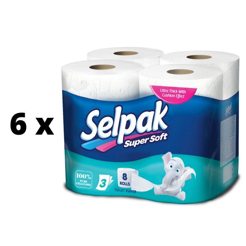 WC-paperi SELPAK, 3 kerrosta, 18,6 metriä, 150 arkkia, 8 kpl. x 6 kpl. paketti hinta ja tiedot | WC-paperit ja talouspaperit | hobbyhall.fi