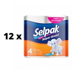 Paperipyyhe Selpak 3 kerrosta, 4 kpl. x 12 kpl. paketti hinta ja tiedot | WC-paperit ja talouspaperit | hobbyhall.fi