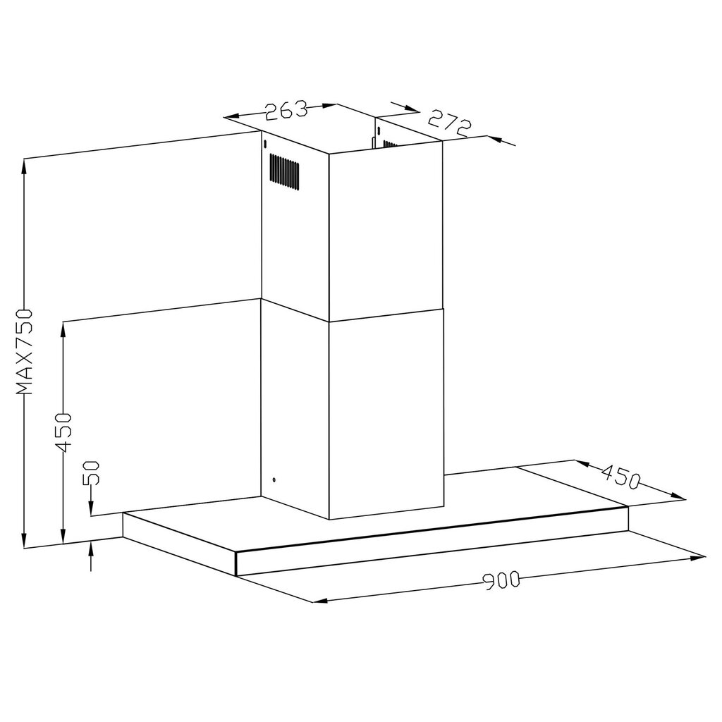 Liesituuletin, 90 cm., Inox Berdsen hinta ja tiedot | Liesituulettimet | hobbyhall.fi