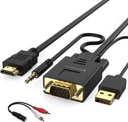 VGA HDMI -sovittimen kaapelilla Audio 1080p: llä (vanhasta PC: stä TV/Monitor HDMI -tulolla), F on Active VGA HDMI: n pistoke Cordonissa kannettavan tietokoneen VGA -lähtö (OUT) Beamer Converter -kaapeli, 1,8 metrin päässä hinta ja tiedot | Kaapelit ja adapterit | hobbyhall.fi