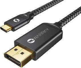 USB C Displayport Kabel (4K@60Hz, 2K@165Hz), Warrky [kullattu, punottu, alumiiniholkki] Thunderbolt 3/4 DisplayPort-kaapeliin, yhteensopiva MacBook Pro/Air, iPad Pro, XPS15/13-1,8m hinta ja tiedot | Kaapelit ja adapterit | hobbyhall.fi