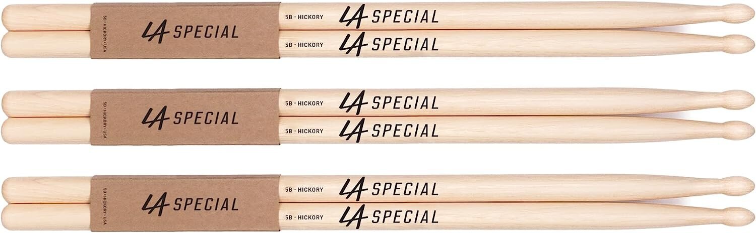 LA Specials -rummut | Rummut tikut | 5b Hickory -rumpuja, soikea puinen pää, kolme paria hinta ja tiedot | Soittimien lisätarvikkeet | hobbyhall.fi