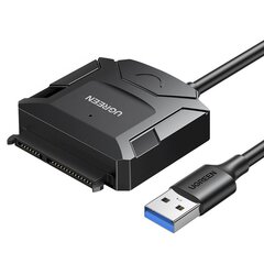 Sovitinkaapeli, Ugreen CR1081, SATA 2.5 / 3.5, USB 3.0, kiintolevy ja SSD enintään 4 TB, musta hinta ja tiedot | Kaapelit ja adapterit | hobbyhall.fi