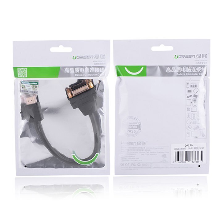 Adapterikaapeli, Ugreen, DVI sisäinen - HDMI ulkoinen 22 cm, musta hinta ja tiedot | Kaapelit ja adapterit | hobbyhall.fi