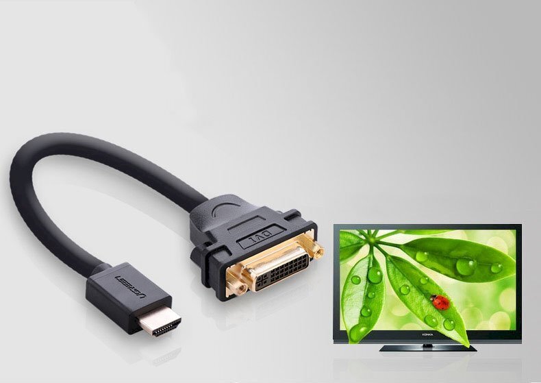 Adapterikaapeli, Ugreen, DVI sisäinen - HDMI ulkoinen 22 cm, musta hinta ja tiedot | Kaapelit ja adapterit | hobbyhall.fi