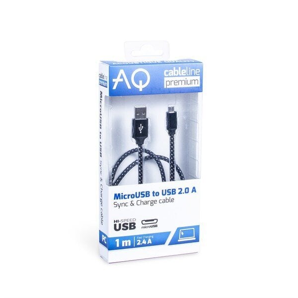 USB 2.0 A - Micro-B kaapeli, AQ Premium Pituus: 1.0m AQ Premium hinta ja tiedot | Kaapelit ja adapterit | hobbyhall.fi