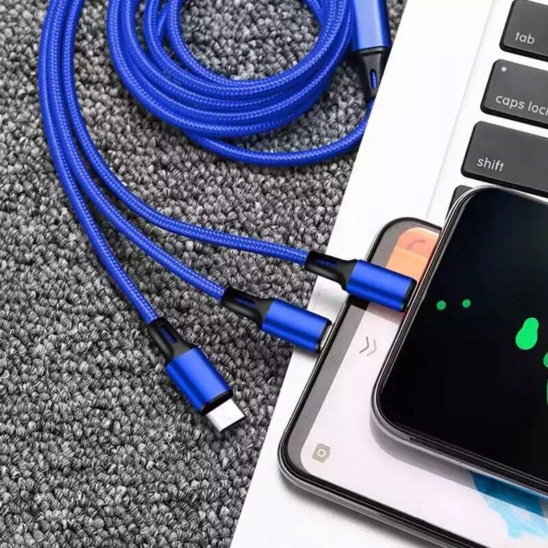 3-in-1 MICRO TYPE-C IPHONE USB-C 5A latauskaapeli hinta ja tiedot | Kaapelit ja adapterit | hobbyhall.fi