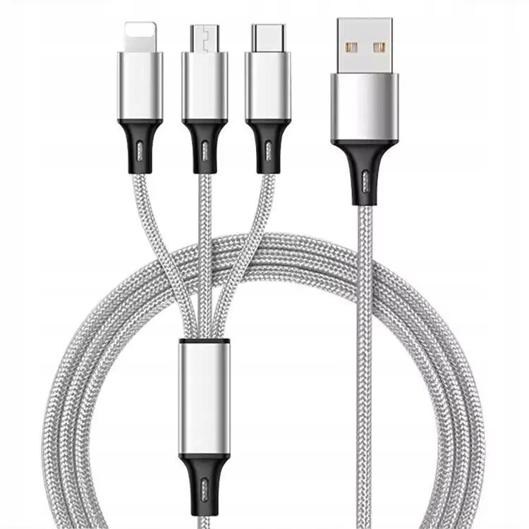 3-in-1 MICRO TYPE-C IPHONE USB-C 5A latauskaapeli hinta ja tiedot | Kaapelit ja adapterit | hobbyhall.fi