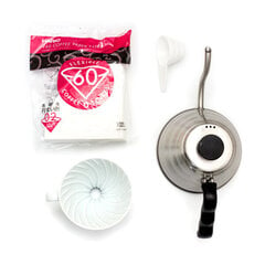 Hario V60-02 Dripper Set, jossa vedenkeitin ja suodattimet hinta ja tiedot | Kahvinkeittimen tarvikkeet | hobbyhall.fi