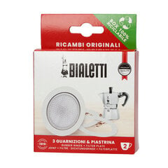 Bialetti - Kahvinkeitin Essentials: 3 Premium-tiivistettä ja yhteensopiva siivilä 2-kuppisiin alumiinimalleihimme. hinta ja tiedot | Kahvinkeittimen tarvikkeet | hobbyhall.fi